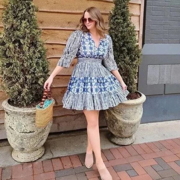 ANTHROPOLOGIE Behati Shibori Dress Blue {II6} - Picture 4 of 9